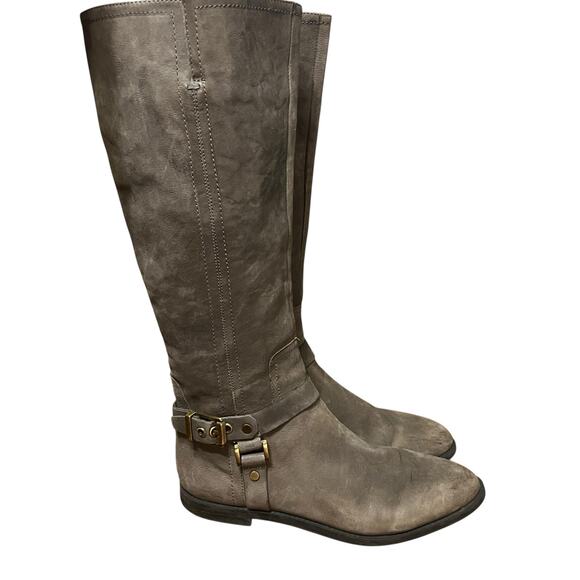 Franco Sarto Gray Leather Tall Riding Boots Size 10 - Picture 1 of 8
